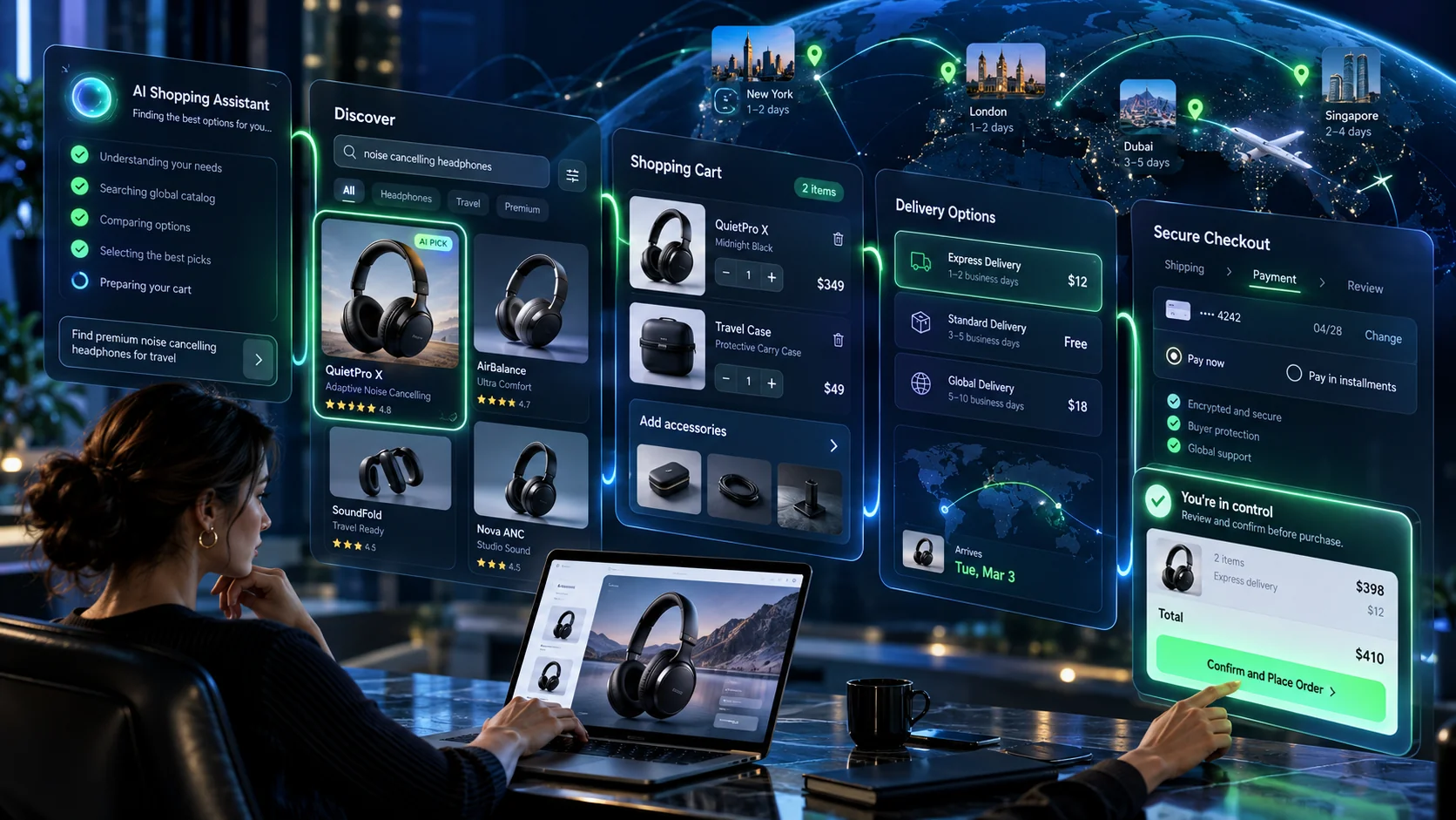 Shopify AI agent checkout and agentic commerce shopping journey in 2026