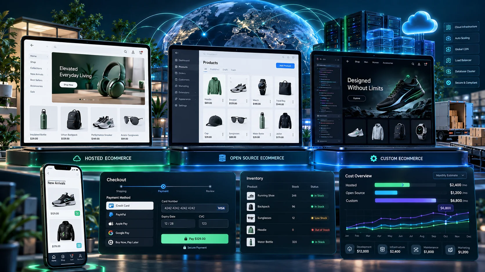 eCommerce website development cost in 2026 for Shopify WooCommerce and custom stores